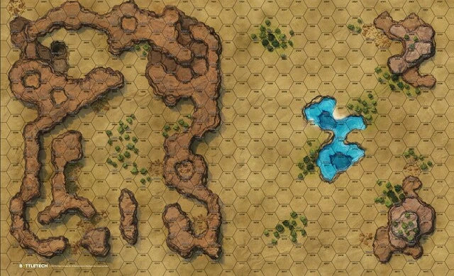 BattleTech: BattleMat - Savannahs Large Lakes / Box Canyon
