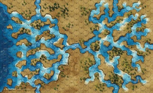 BattleTech: BattleMat - Savannahs River Delta / City Ruins