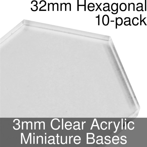 Hexagonal, 32mm, 3mm Clear (10)