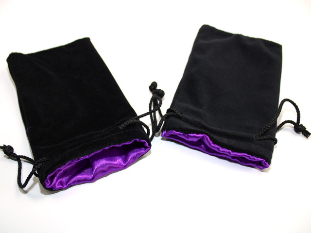 Velvet Dice Bag - Black w/Purple