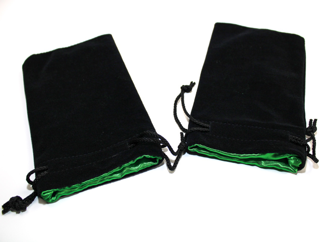 Velvet Dice Bag - Black w/Green