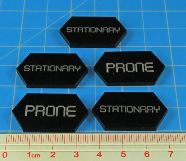 Mecha Combat Double-Sided Stationary/Prone Tokens, Black (5)