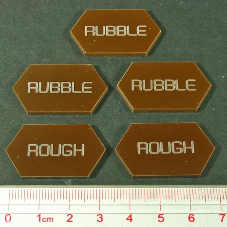 Mecha Combat Double-Sided Rubble/Rough Tokens, Brown (5)