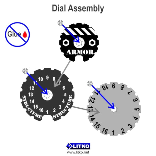 Armor & Structure Dial 0-16 Compatible with BattleTech: Alpha Strike