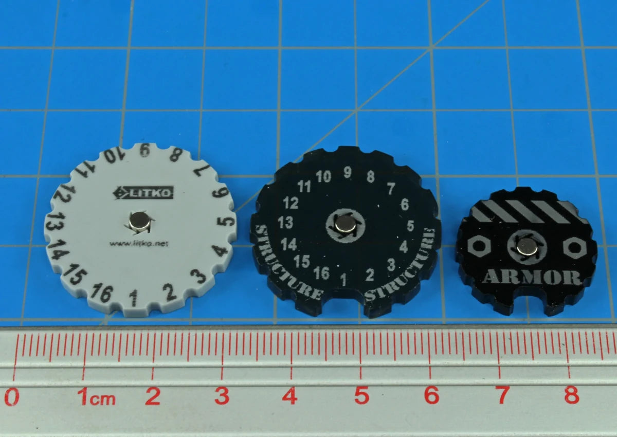 Armor & Structure Dial 0-16 Compatible with BattleTech: Alpha Strike
