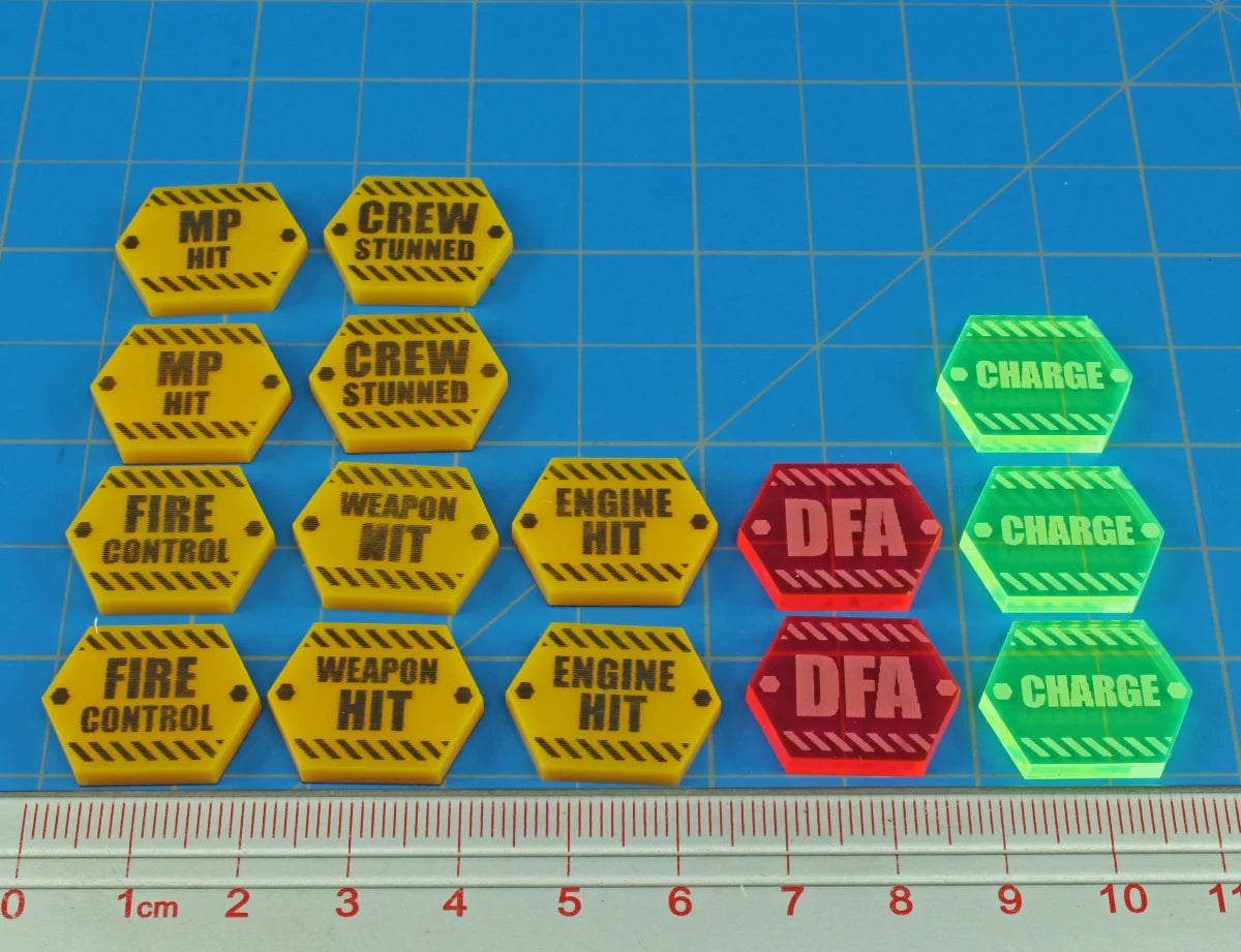 Critical Damage Token Set, Compatible with BattleTech (15)