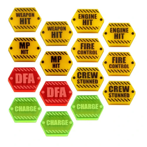 Critical Damage Token Set, Compatible with BattleTech (15)