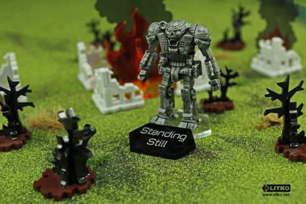 Mecha Combat Double-Sided Unconscious/Standing Still Tokens, Black (5)