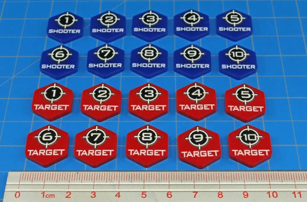 Premium Printed Mecha Target – Shooter Token Set, Numbered 1-10 (20)