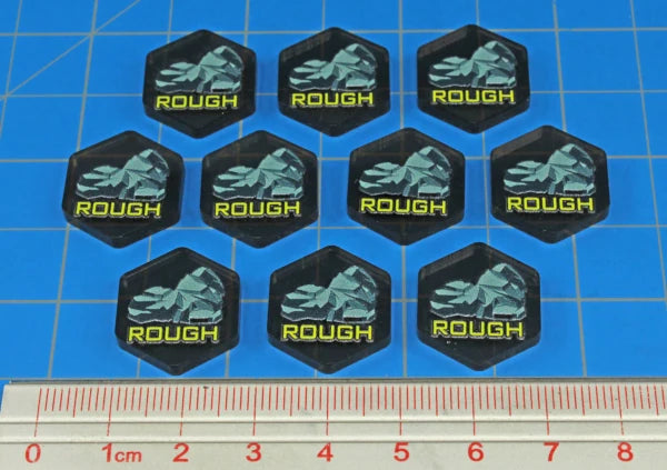 Premium Printed Mecha Battlefield Terrain Rough Ground Tokens (10)