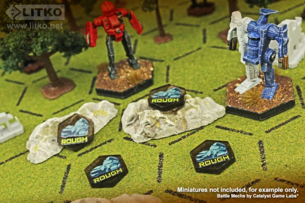 Premium Printed Mecha Battlefield Terrain Rough Ground Tokens (10)