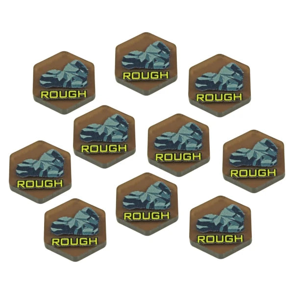 Premium Printed Mecha Battlefield Terrain Rough Ground Tokens (10)