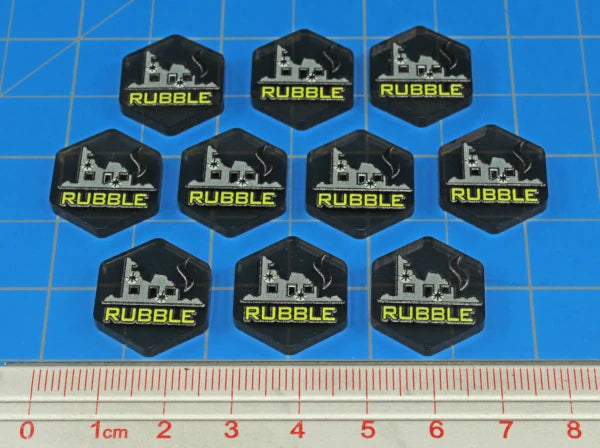 Premium Printed Mecha Battlefield Terrain Rubble Tokens (10)