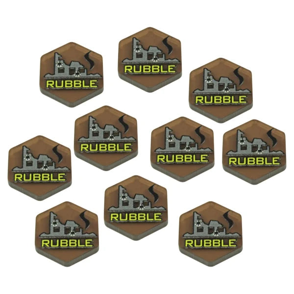 Premium Printed Mecha Battlefield Terrain Rubble Tokens (10)