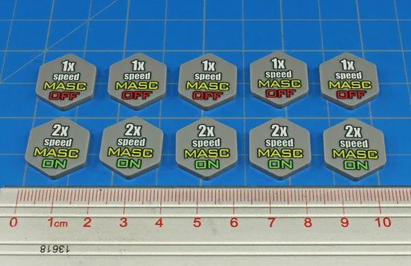 Premium Printed Mecha Myomer Accelerator Signal Circuitry On/Off Token Set (10)