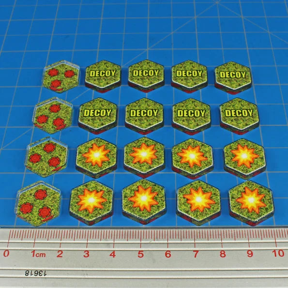Premium Printed, Double-Sided Explosion & Decoy Mine Token Set (20)