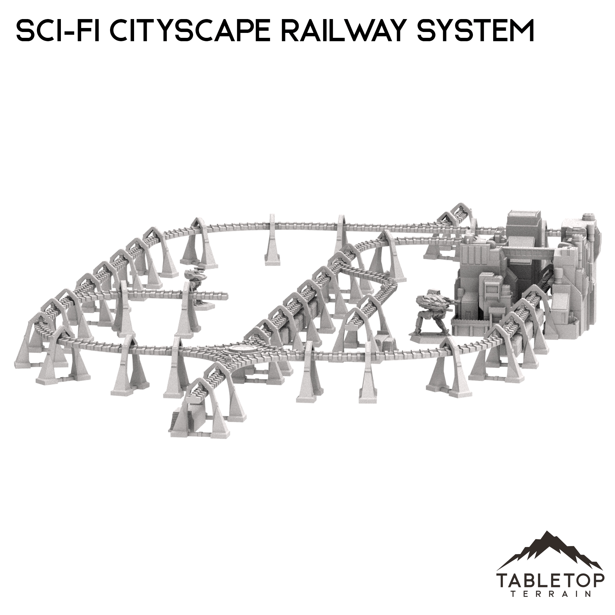 6mm Sci-Fi Cityscape Elevated Rail System