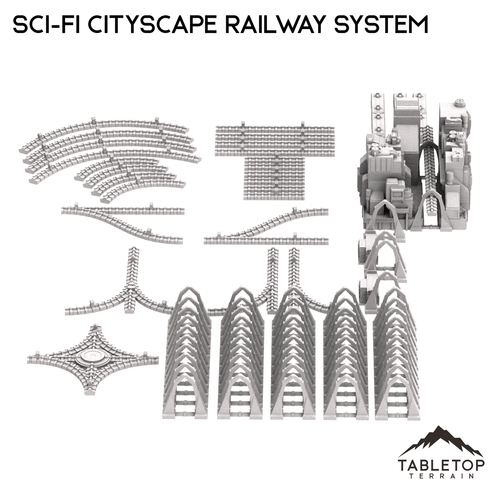 6mm Sci-Fi Cityscape Elevated Rail System