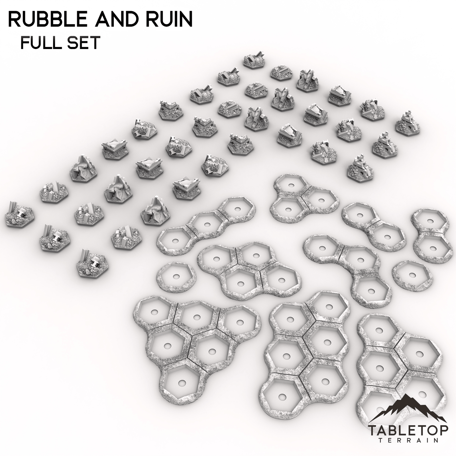 HEXTECH Rubble and Ruin Terrain Tiles - 6mm