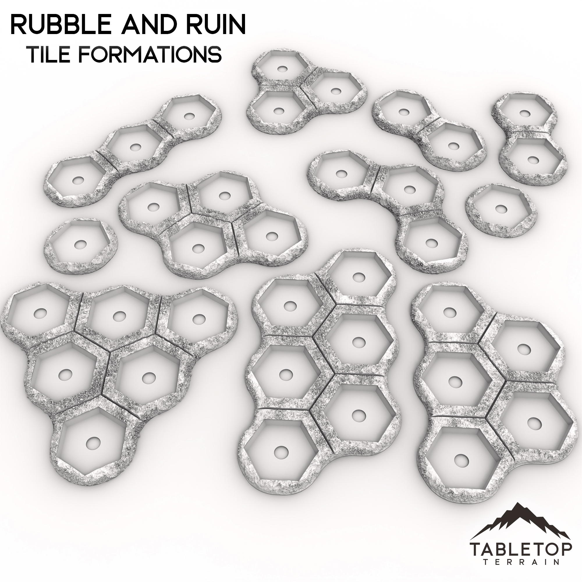 HEXTECH Rubble and Ruin Terrain Tiles - 6mm