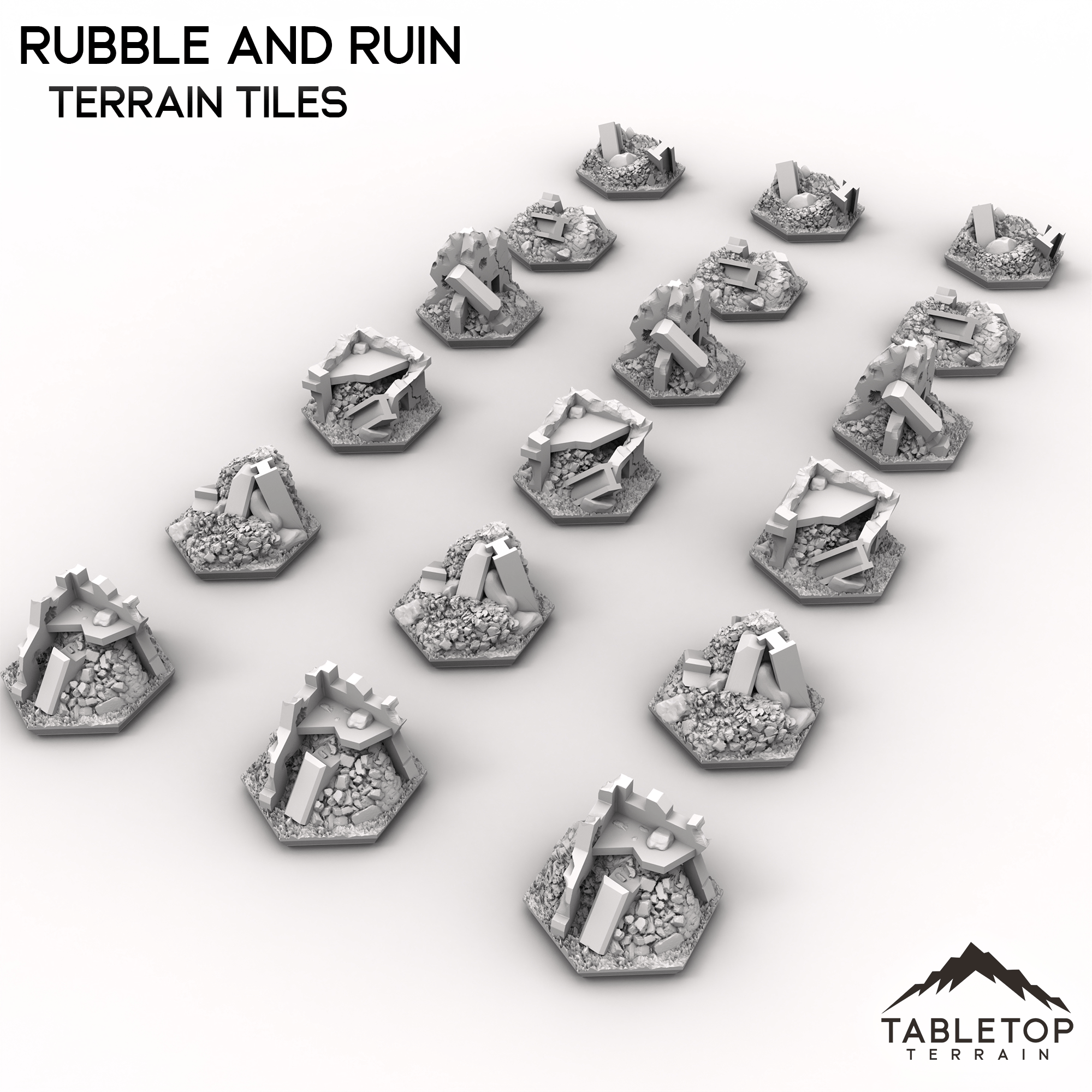 HEXTECH Rubble and Ruin Terrain Tiles - 6mm
