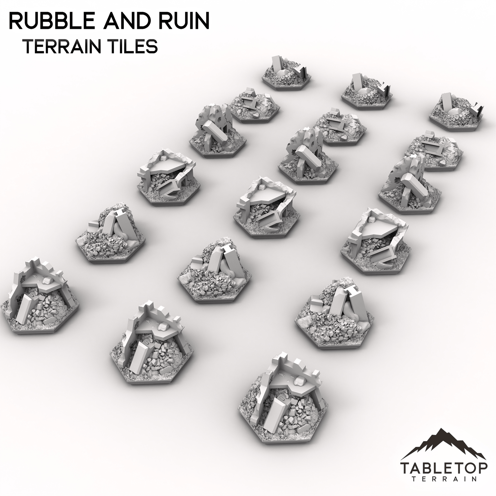HEXTECH Rubble and Ruin Terrain Tiles - 6mm