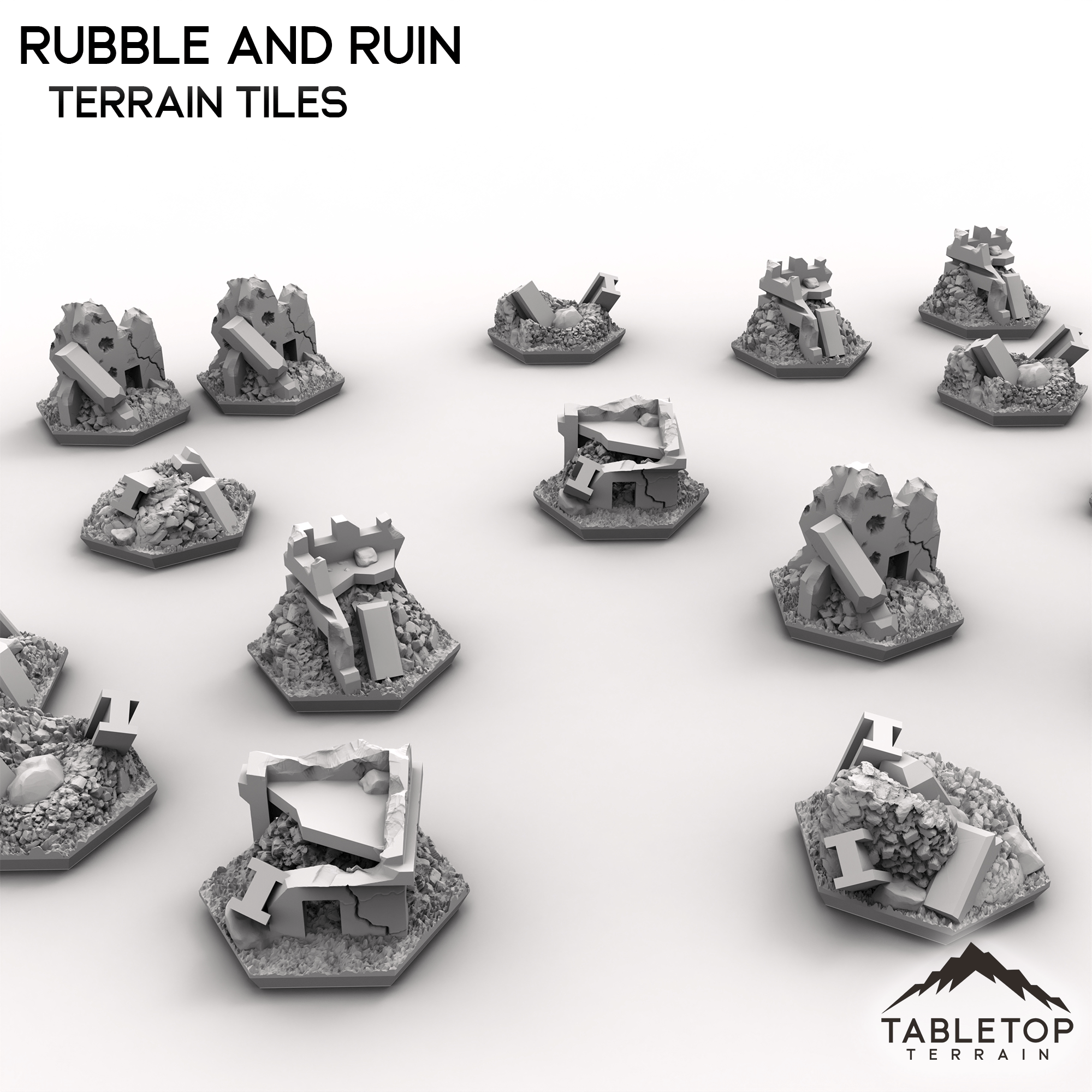 HEXTECH Rubble and Ruin Terrain Tiles - 6mm