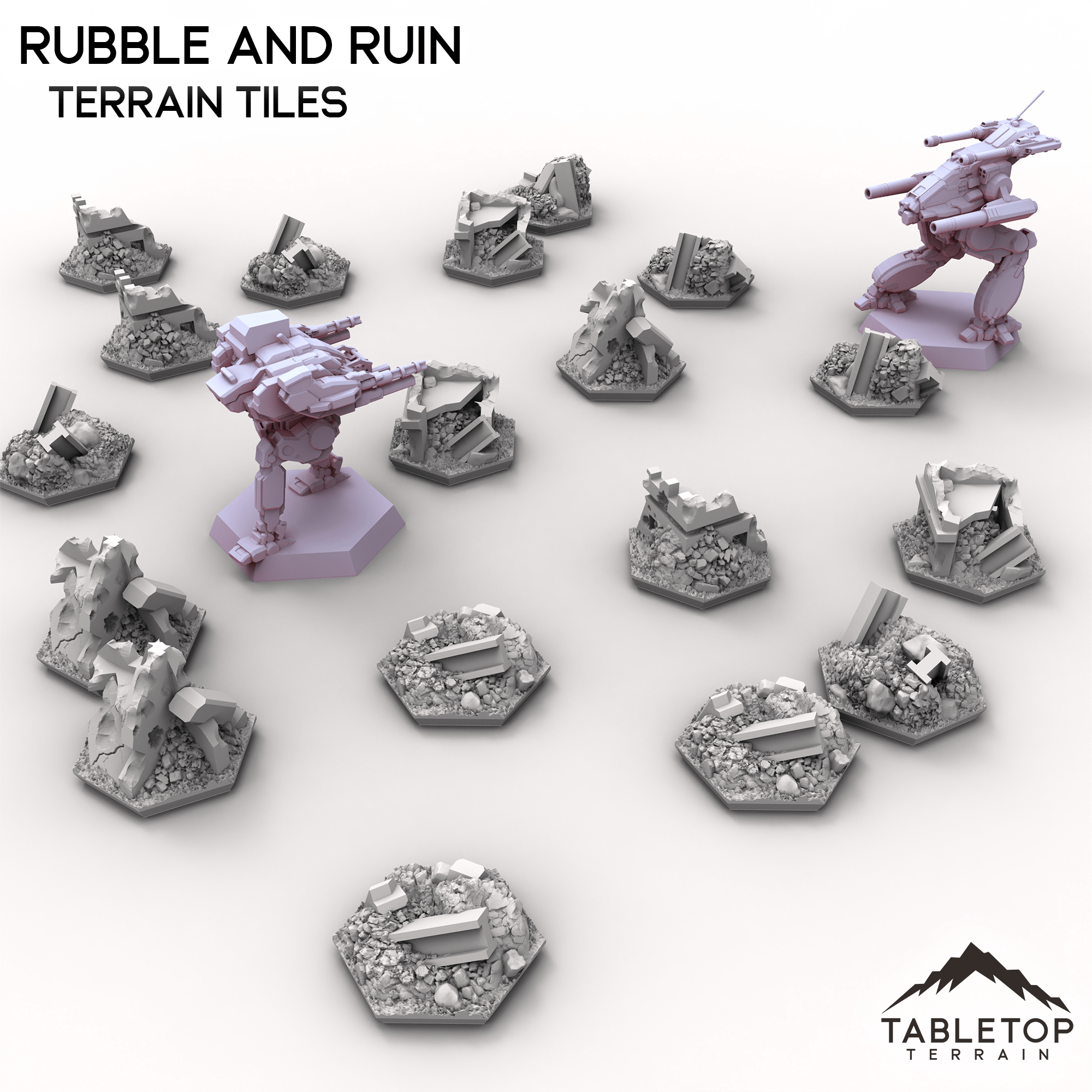 HEXTECH Rubble and Ruin Terrain Tiles - 6mm