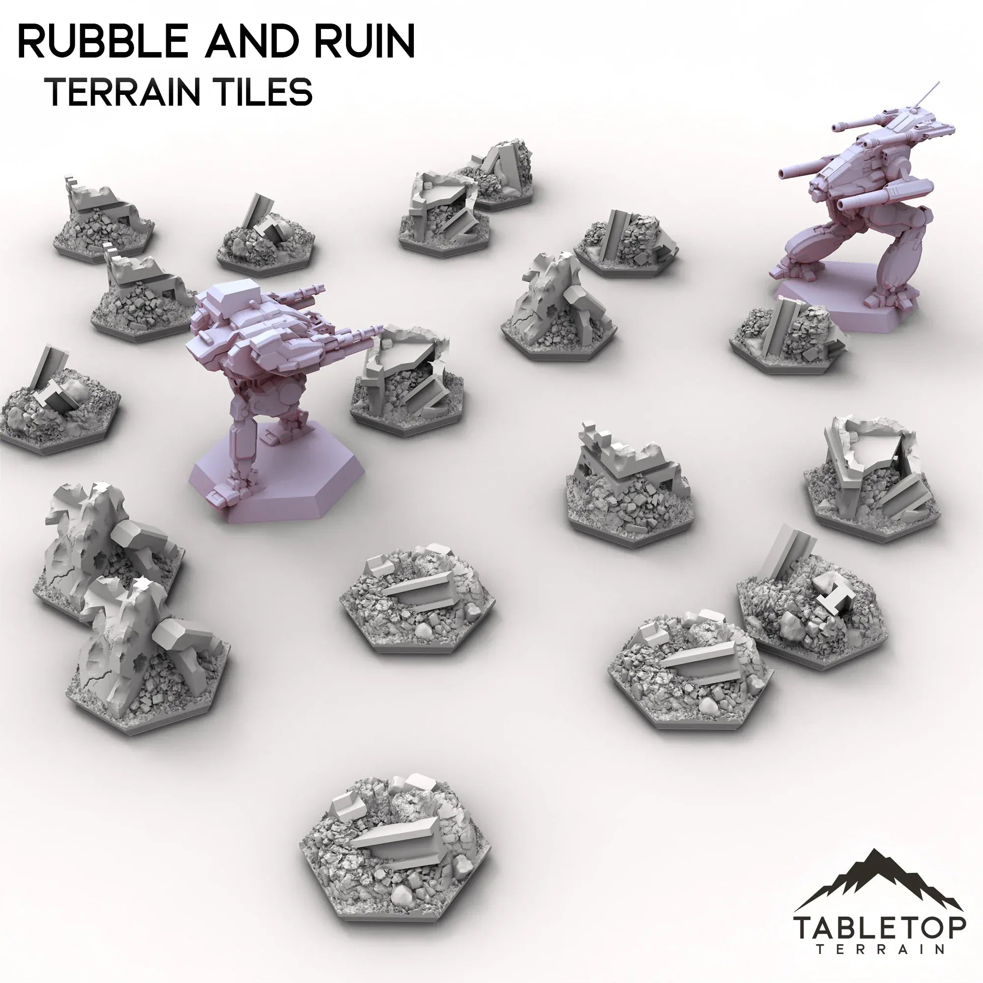 HEXTECH Rubble and Ruin Terrain Tiles - 6mm
