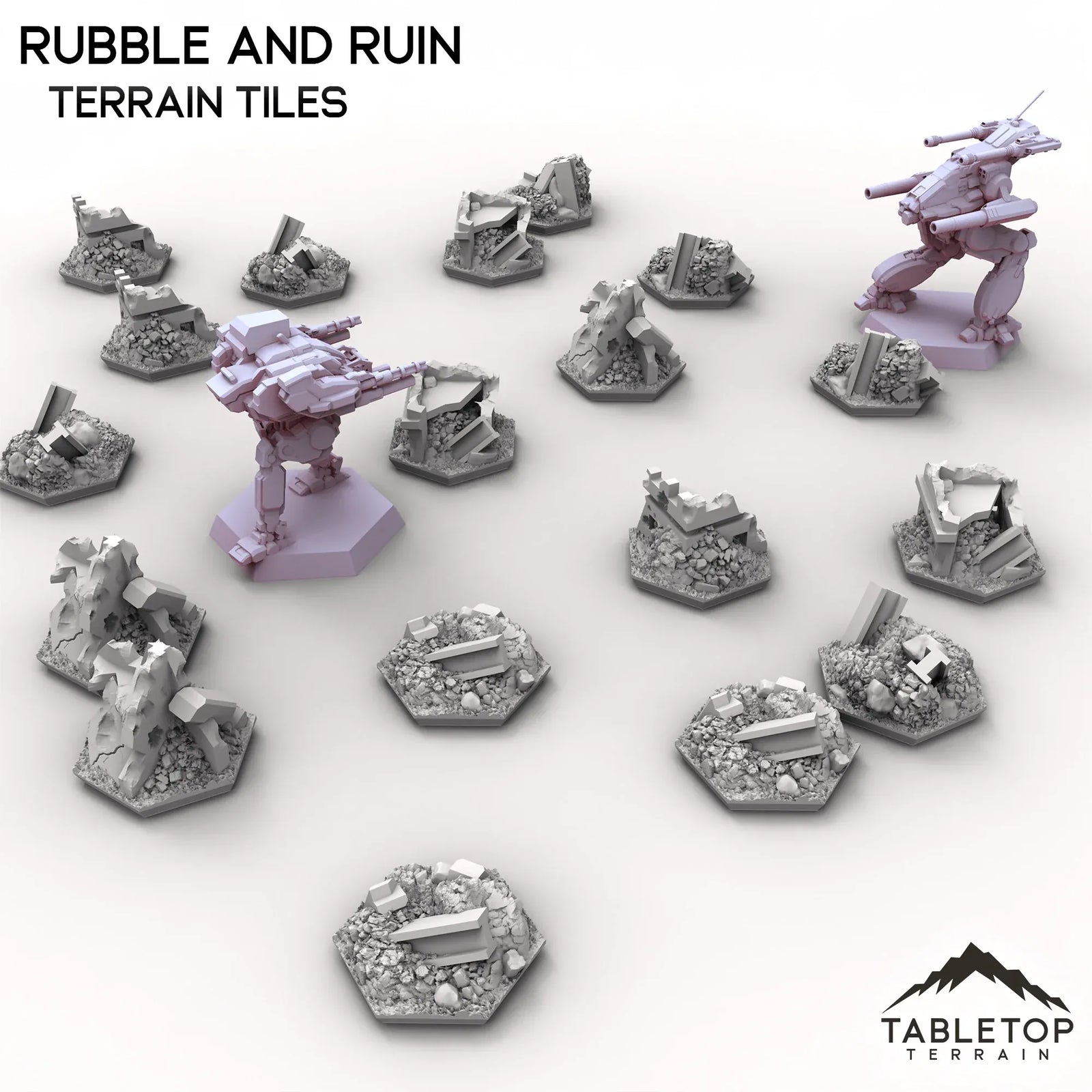 HEXTECH Rubble and Ruin Terrain Tiles - 6mm